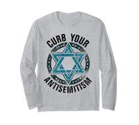 Curb Your Antisemitism Distressed Star of David Long Sleeve T-Shirt