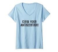 Curb Your Antisemitism Stand Against Hate And Discrimination V-Neck T-Shirt