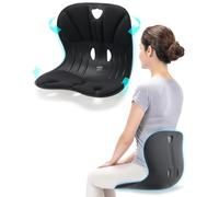 Curble Chair Wider Fabric Cushion (15" X 12.4" X 12.4"), Back Support, Back Brace Posture Correction & Lumbar Support for Lower Back Pain - Black