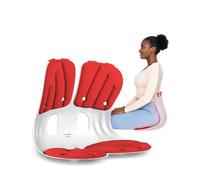 curble Grand(Extra Wide & Sturdy) - Ergonomic Back and Lumbar Support for Good Posture Correction and Back Pain Relief, Perfect for Office, Floor Seat, and Work from Home, Patented (Red)