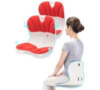 Curble Wider(Standard Wide) 2PACK - Ergonomic Lower Back Chair Support, Lumbar Support Back Posture Corrector, Back Pain Relief, Perfect for Office, Floor Seat and Work from Home, Patented (2P Red)