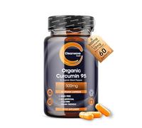 Curcumin 95 | Organic | Curcumin Capsules High Strength with Black Pepper | 500mg Pure Turmeric Curcumin 95 & 10mg Organic Black Pepper | 60 Capsules 2 Month Supply | By Clearwave Health