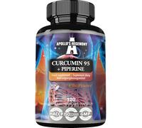Curcumin 95 + Piperine 302mg per Capsule, High Strength Turmeric Root Extract 95%, 120 Vegan Capsules, 4 Months Supply, for Optimal Digestion and Enhanced Absorption by Apollo's Hegemony