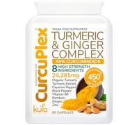 CurcuPlex - Turmeric & Ginger Complex with Black Pepper - 90 Vegan Capsules | High Strength 95% Curcumin Supplement with 450mg Curcuminoids - Anti Inflammatory Joint Care Support - Up to 3 Months Supply