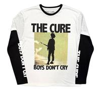 Cure Dont Cry Box Layered Long Sleeve T-Shirt in White | Size: Medium Cure White M