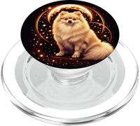 Cure Pomeranian Dog with Galaxy Moon Illustration PopSockets PopGrip for MagSafe