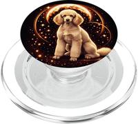 Cure Poodle Dog with Galaxy Moon Illustration PopSockets PopGrip for MagSafe