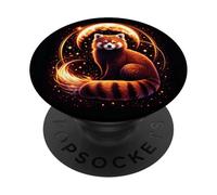 Cure Red Panda with Galaxy Moon Illustration PopSockets Adhesive PopGrip
