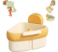 Cureaway Suction Cup Sink Corner Rack, Suction Cup Storage Rack with Drain Hole, Triangular Hanging Kitchen Strainer Basket, Automatic Dumping for Filtering Food Scraps, No Drilling (YELLOW)