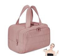 Cureaway Travel Cosmetic Bag, 4-in-1 Puffy Multi-functional Toiletry Bag, Large Capacity Wide-open Travel Cosmetic Bag, Large Puffy Makeup Bag with Compartments and Handles, Dry-and-Wet Separation (A)