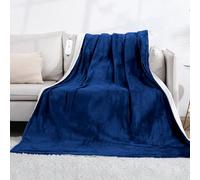 CURECURE Heated Throw Blanket Throw 130 x 180 cm Flannel Blanket, Soft Flannel Warm with 10 Hours Auto Off & 4 Heat Settings, Home Office Use - Blue