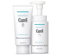 Curel Double Cleansing Makeup Cleansing Gel & Foaming Face Wash Bundle for Dry & Sensitive Skin