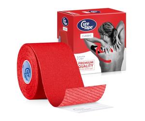 CureTape Classic Kinesiology Tape 5m x 5cm Uncut - Waterproof Latex-Free Hypoallergenic Kinetic Physio Tape - Medical Tape - Muscle & Joint Support & Blisters - Elastic K Tape for Knee Support - Red