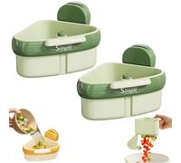 Curetoaway Suction Cup Sink Corner Rack, Corner Sink Strainer, Corner Baskets Triangle Storage, Corner Hanging, Rust Resistant, for Kitchen (Green-2pcs)