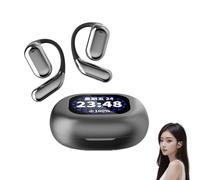Curetoaway True Powerful Bluetooth 5.4 Open Ear Earbuds, Ipx5 Waterproof,Multi Language Translation Ears Buds with LED Display,35hours Play Time,Ows Headphones Immersive Premium Sound (black)