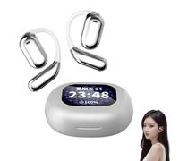 Curetoaway True Powerful Bluetooth 5.4 Open Ear Earbuds, Ipx5 Waterproof,Multi Language Translation Ears Buds with LED Display,35hours Play Time,Ows Headphones Immersive Premium Sound (white)