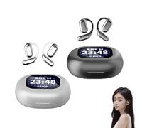 Curetoaway True Powerful Bluetooth 5.4 Open Ear Earbuds, Ipx5 Waterproof,Multi Language Translation Ears Buds with LED Display,35hours Play Time,Ows Headphones Immersive Premium Sound (2pcs)