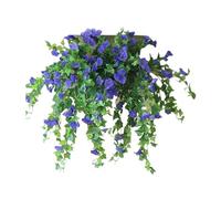 curfair All-season Artificial Flower Decor Indoor Outdoor Morning Glory Realistic Home Office Table Centerpiece Wedding Dropping Faux Petunia Hanging Fake Blue