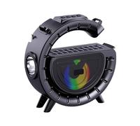 curfair Bluetooth-compatible Solar Speaker Portable Charging Wireless Bluetooth with Flashlight Fm Radio for Outdoor Black