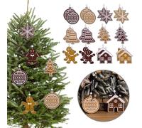 curfair Christmas Tree Ornaments, 24Pcs Felt Hanging Christmas Tree Decorations Set Wall Window Gingerbread Man Snowflake Bell Xmas Craft Decor for Kids Christmas Party Supplier Holiday Home Winter 2