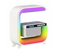 curfair Colorful Light Display Speaker Sleep with Bluetooth-compatible Sure Here's A Product Title for Listing Wireless Charging Alarm Clock Atmosphere White
