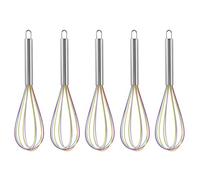 curfair Convenient Hanging Whisk Comfortable Handle 1/5pcs Silicone Stainless Steel Dishwasher Safe Ergonomic Design with Hole Egg Beater Kitchen Multicolor 5pcs