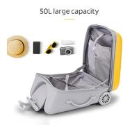 curfair Kids Luggage with Wheels,2 in 1 Portable Foldable 20 Inches Rolling Backpack,Ergonomics Kid's Ride-on Travel Suitcase,Large Capacity Kids Suitcase for Family Travel (Yellow)