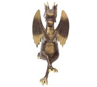 curfair Retro Dragon Figurine Reading Book Statue Vintage Resin Western Flying Sculpture Model Figure Ornament Toy Home Office Decoration Christmas Bronze
