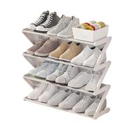 curfair Shoe Collection Organizer Freestanding Z-shaped Storage Rack 4 Tiers Easy Installation Stable Standing Large Capacity Home Dorm White S