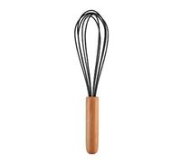 curfair Silicone Coated Mini Whisk 4 Pcs with Wooden Handle Comfortable Grip Scratch-resistant Easy to Clean Versatile Kitchen Utensil for Cooking Comfort Egg Black