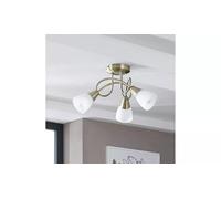 Curico 3-Light Semi Flush Mount Ceiling Light, Antique Brass Frame with White Glass Shades, Modern Contemporary Track Lighting