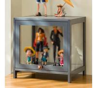 Curio Display Cabinet, Acrylic Display Case Glass Display, Natural Bamboo Display Cases For Collectibles, Modern Minimalist Flip Door Display Case Curio Cabinet Floor Standing Bookshelf