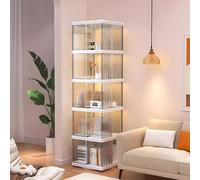Curio Display Cabinet With Glass Doors,Storage Shelves With Acrylic Glass Door, Bookshelf Showcase For Living Room,Collectibles Cabinet Display Shelf, Large Transparent Dustproof Showcase