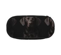 Curious Adopted Black Labrador,Small Pencil Case Large Capacity Pencil Pouch Office Stationery Organizer