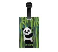 Curious Baby Panda Print Luggage Tags with Full Back Privacy Cover - Bright Suitcase Identifier for Travel, Cruise & More