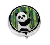 Curious Baby Panda Print Round Pill Organizer 3 Compartment Pill Box Portable Medicine Pill Case for Outdoor Travel