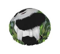 Curious Baby Panda Print Shower Cap - Reusable, Double Layer, Hotel Travel Essentials, Salon Shower Hat Accessories L