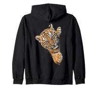 Curious Baby Tiger Cub Peeking Wild Cat Zip Hoodie