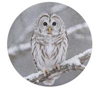 Curious Barred Owl Closeup Personalized Jigsaw Puzzles, 195Pcs Custom Wooden Jigsaw Puzzle Round Puzzle Gift Adult