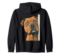 Curious Boxer Dog Peeking Pet Lover Zip Hoodie