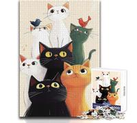 Curious Cat Crew Hard Jigsaw Puzzle for Adults 1000 Pieces Educational Mind Challenge Game Unique Gift with Sentimental Value Size 50x75cm