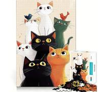 Curious Cat Crew Jigsaw Puzzles for Teenagers 1000 Pieces Strong Logic Smooth Thick Fun Challenge Night Game (50x75cm)