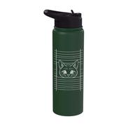 Curious Cat Peeking Through Blinds Outline Stainless Steel Insulated Water Bottle