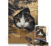 Curious Cat Peeking Through Crack Puzzles for Teenagers 1000 Pieces Home Play Tension Relief Home Activity Nice Art (50x75cm)