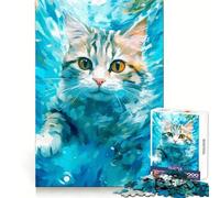 Curious Cat Underwater Art Jigsaw Puzzles 1000 Pieces for Teenagers Home Play Vivid Hue Home Fun Furniture Decor (50x75cm)