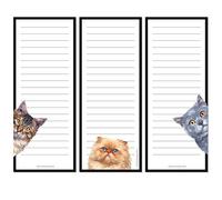 Curious Cats Magnetic To Do List Notepads (3 Pack); Grocery Shopping List Magnet Pad for Fridge; Magnetic Paper Pad for Reminders, Memo Pad and Scratch Pad; Cute Cat Designs | 50 Sheets per Note Pad