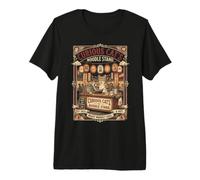 Curious Cat's Noodle Stand Night Market Cat Ramen Design Premium T-Shirt