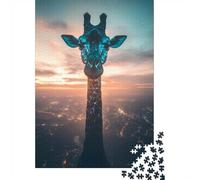 Curious Cosmic Giraffe 1000 Piece Puzzle, Animal Theme Jigsaw, Relaxing Activity for Adults, 38x26cm/1000pcs
