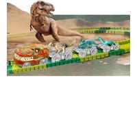 Curious Crafts Dinosaur Kids' Play Car Magic Climbing electric dinosaur car Track Railway Toy Car Set Bend Flexible Race Track Flash Light Car Toy For Kid Boys Girls 195 Pieces