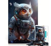Curious Cute Owl Astronaut 1000 Piece Jigsaws for Teenagers Puzzle Logic Game Tight Edge Hard Challenge Night Fun (38x26cm)